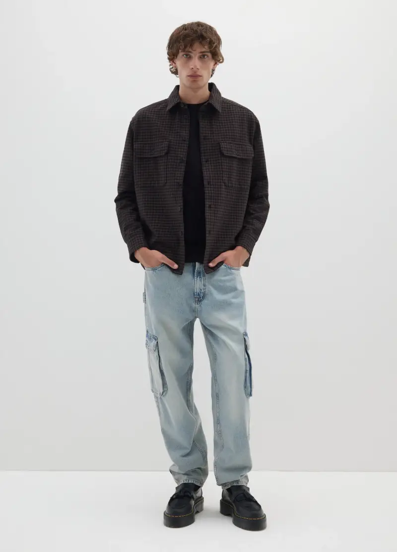 Camicia A Quadri Marrone In Puro Cotone E Flanella Con Regular Fit, Uomo, Multicolor miniatura 2