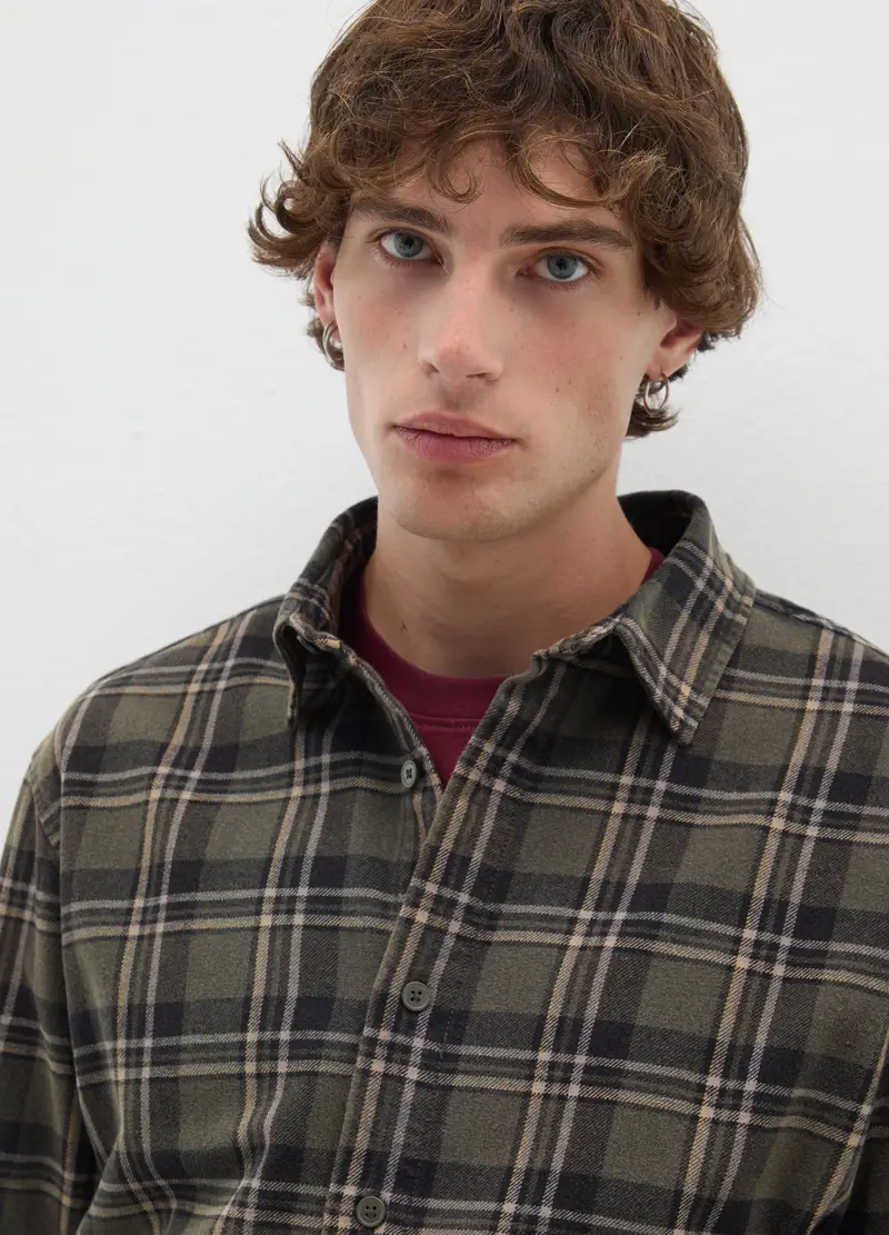 Camicia In Puro Cotone A Quadri Over Fit, Uomo, Multicolor miniatura 3