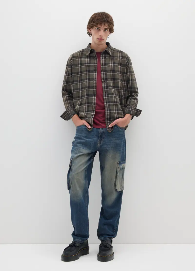 Camicia In Puro Cotone A Quadri Over Fit, Uomo, Multicolor