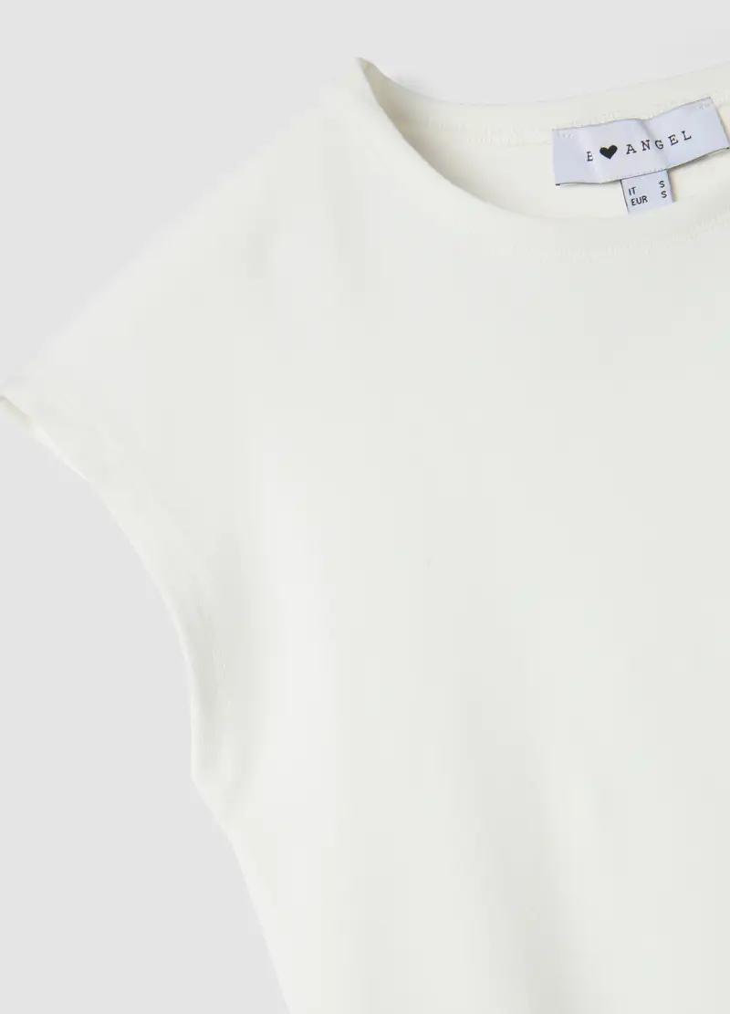 Canotta Fitted In Cotone Elasticizzato Bianca, Donna, Bianco miniatura 2