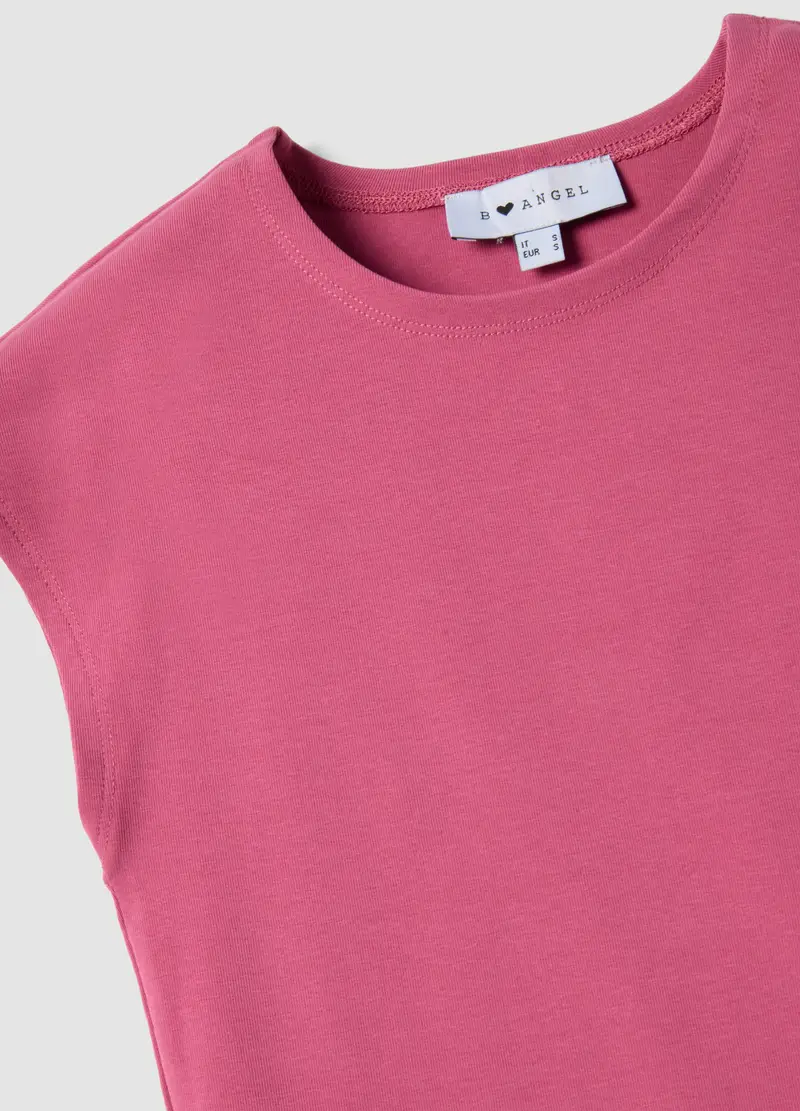 Canotta Fitted In Cotone Elasticizzato Rosa, Donna, Rosa miniatura 2