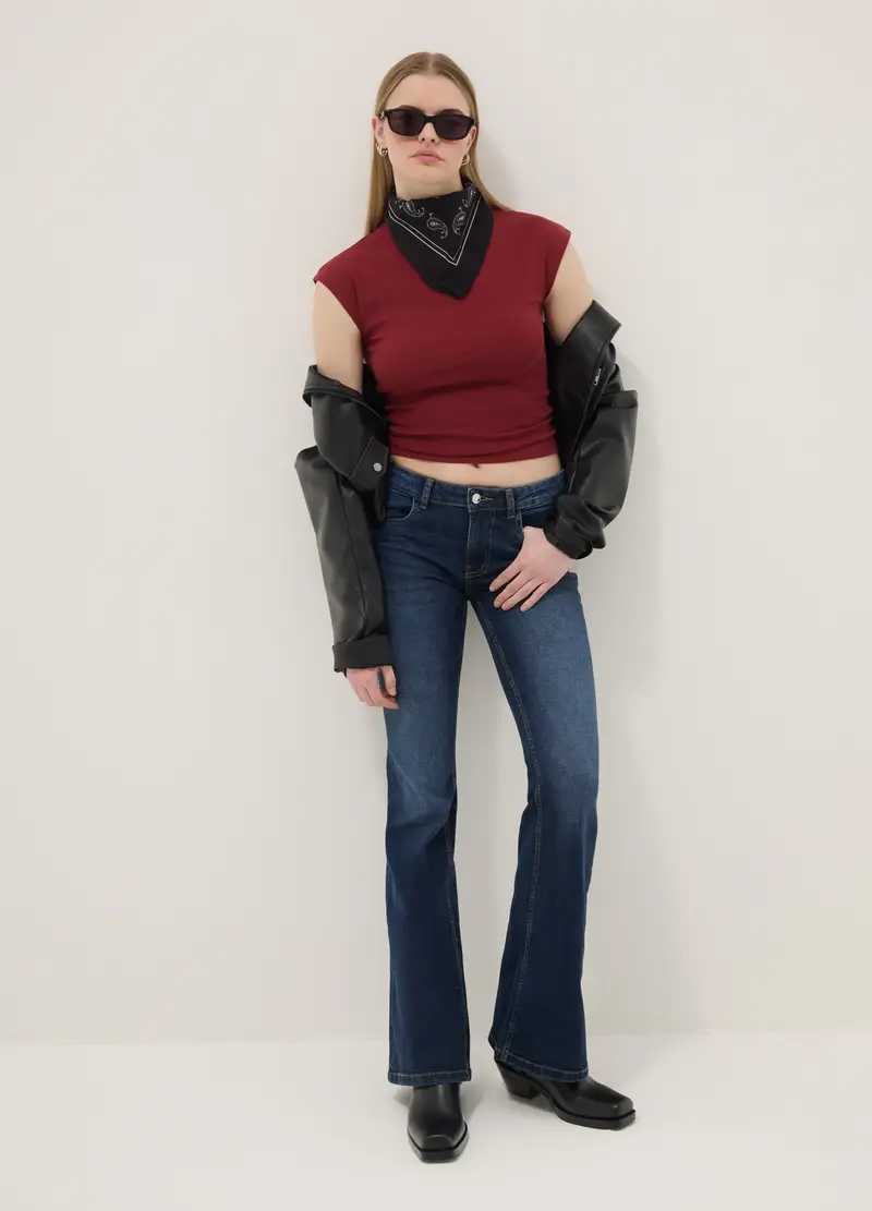 Canotta Fitted In Cotone Elasticizzato Rossa, Donna, Rosso miniatura 2