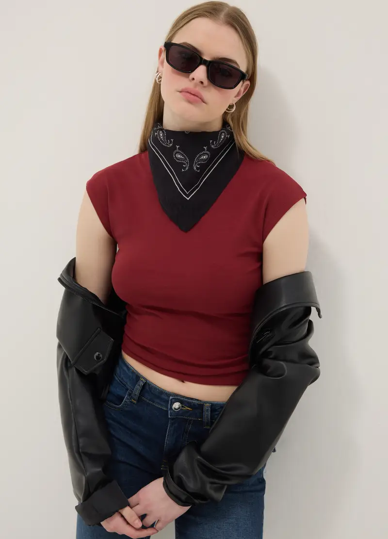 Canotta Fitted In Cotone Elasticizzato Rossa, Donna, Rosso