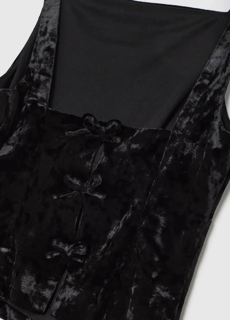 Canotta In Velour Nero Regular Fit, Donna, Nero miniatura 2