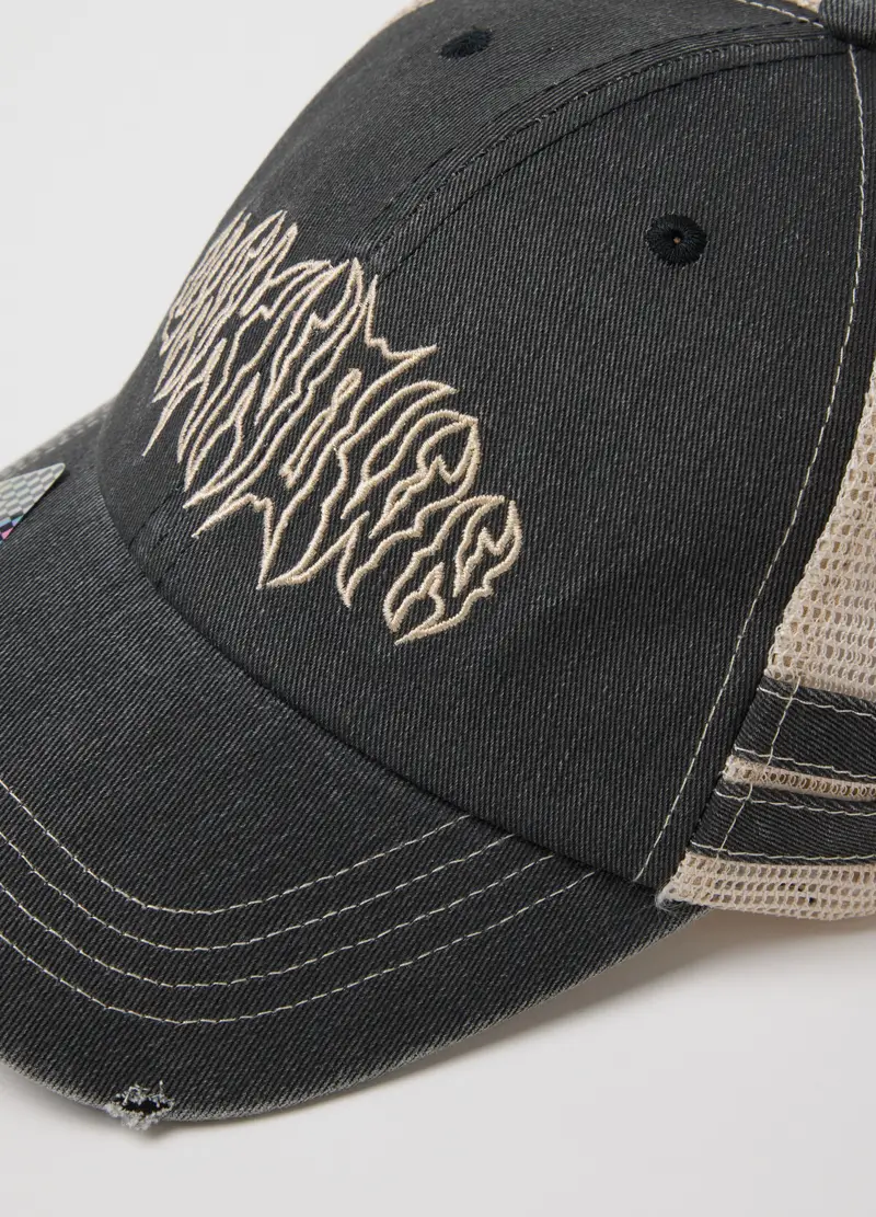 Cappello In Puro Cotone Multicolor Regular Fit Con Mesh E Scritte, Uomo, Multicolor miniatura 3