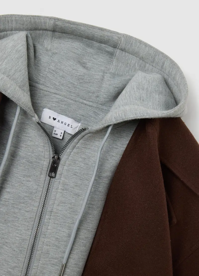 Cappotto Marrone Con Cappuccio E Vestibilità Over, Donna, Marrone miniatura 2