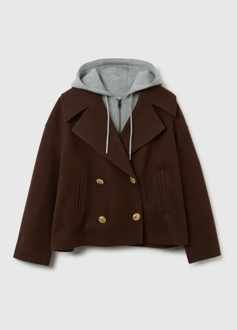 Cappotto Marrone Con Cappuccio E Vestibilità Over, Donna, Marrone