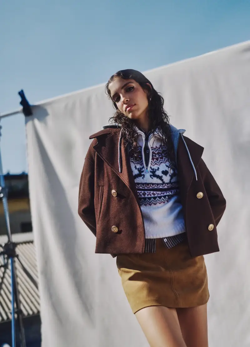 Cappotto Marrone Con Cappuccio E Vestibilità Over, Donna, Marrone