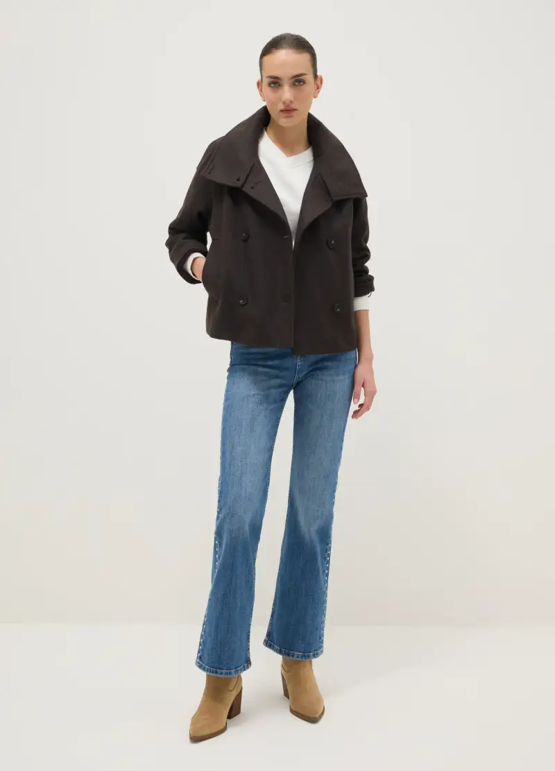 Cappotto Marrone Regular Fit Con Bottoni, Donna, Marrone miniatura 2