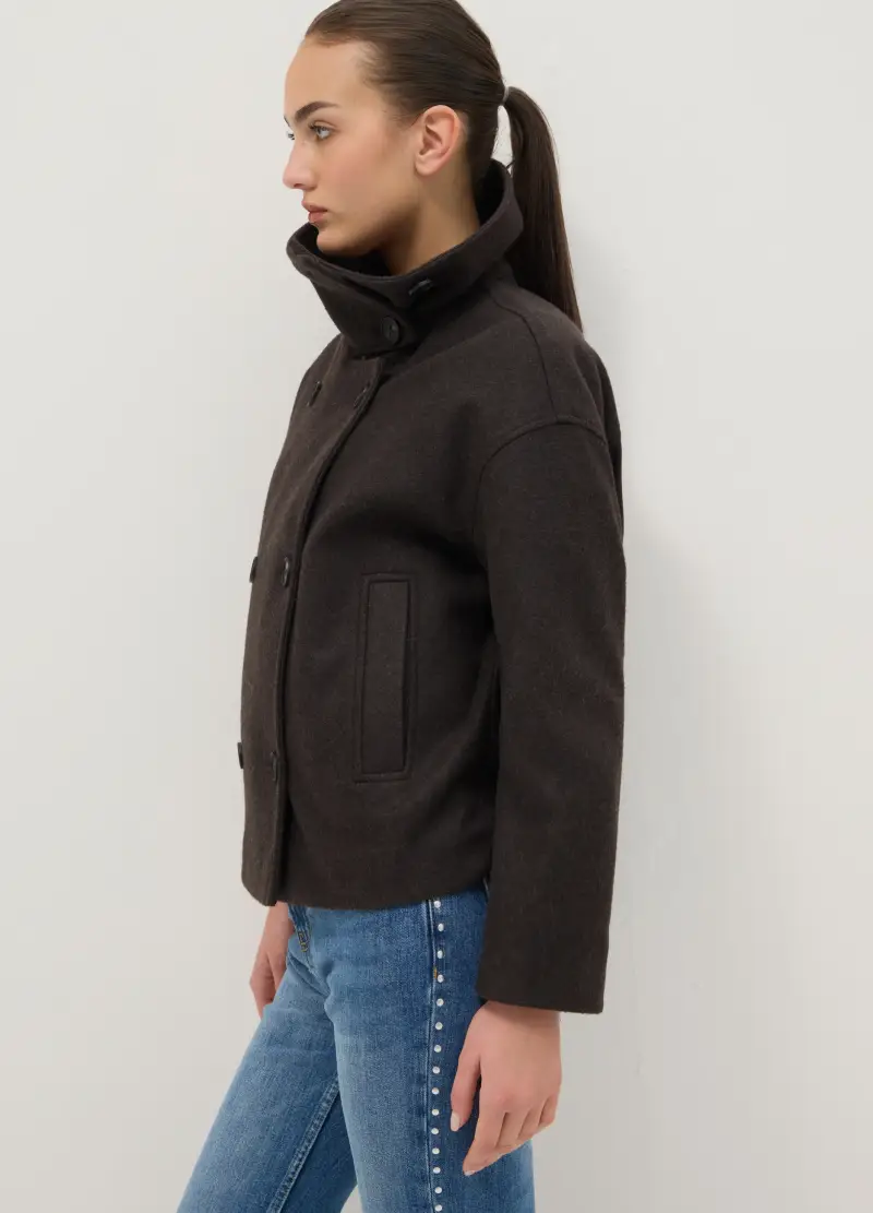Cappotto Marrone Regular Fit Con Bottoni, Donna, Marrone