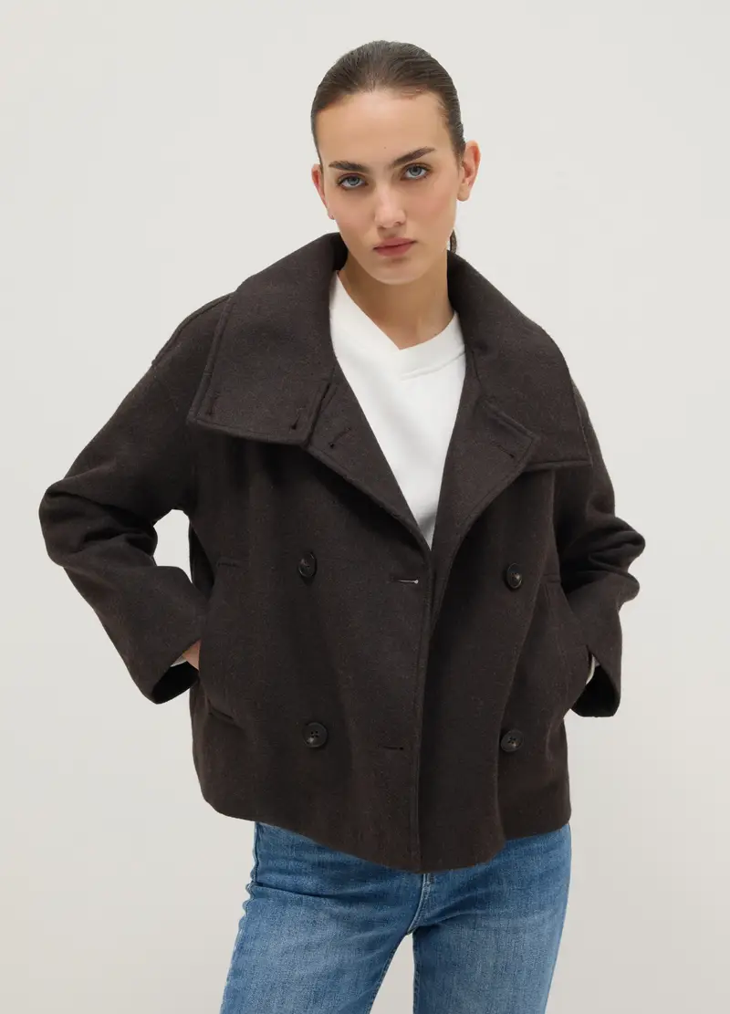 Cappotto Marrone Regular Fit Con Bottoni, Donna, Marrone miniatura 3