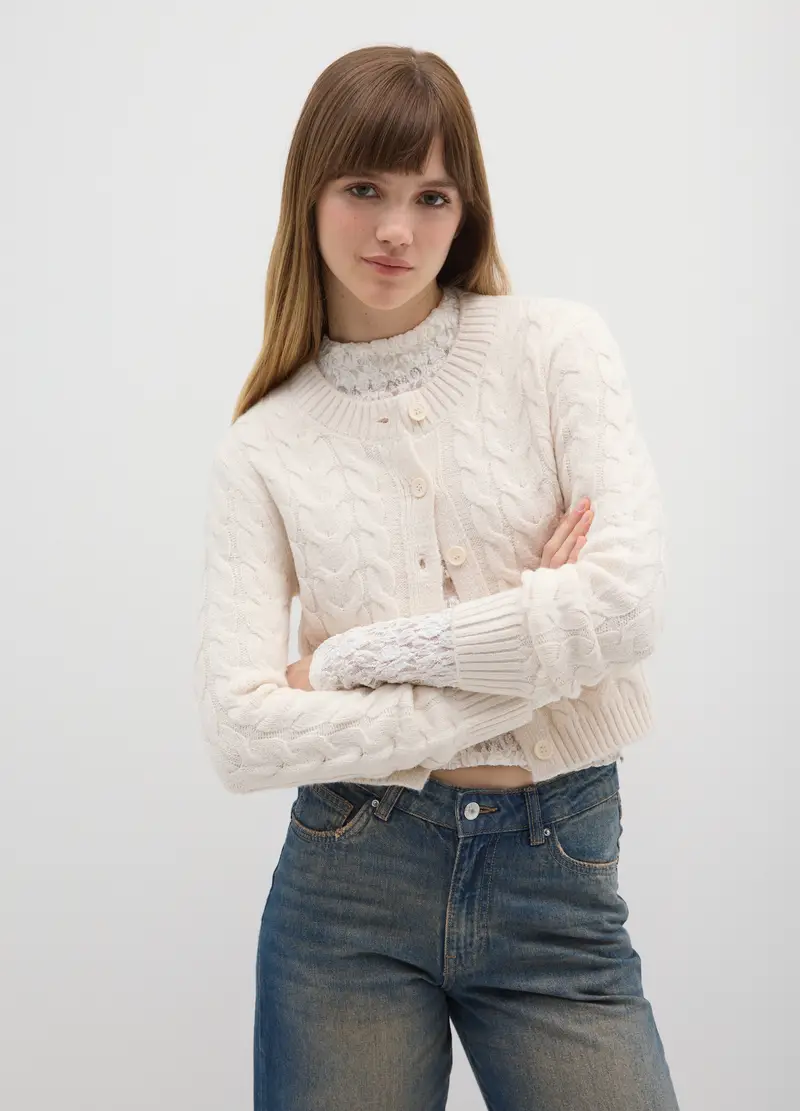 B.ANGEL Cardigan Donna Bianco 4153656 miniatura 2