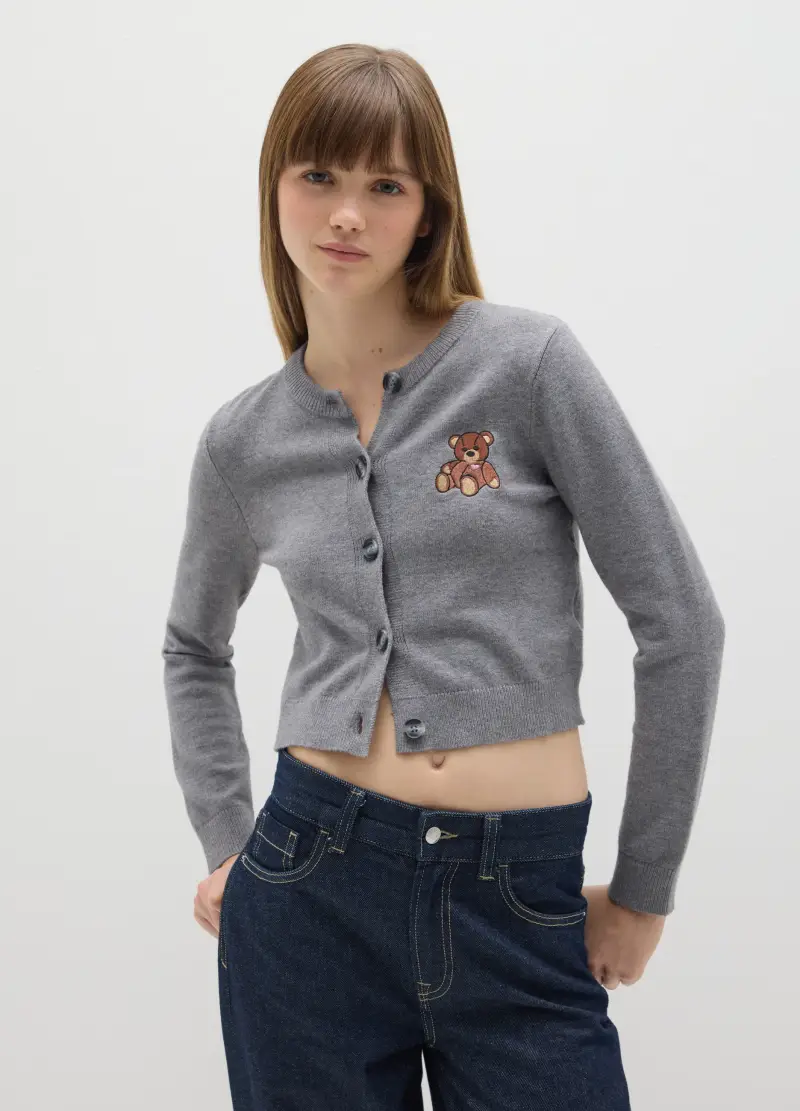 B.ANGEL Cardigan Donna Grigio 4307081 miniatura 2