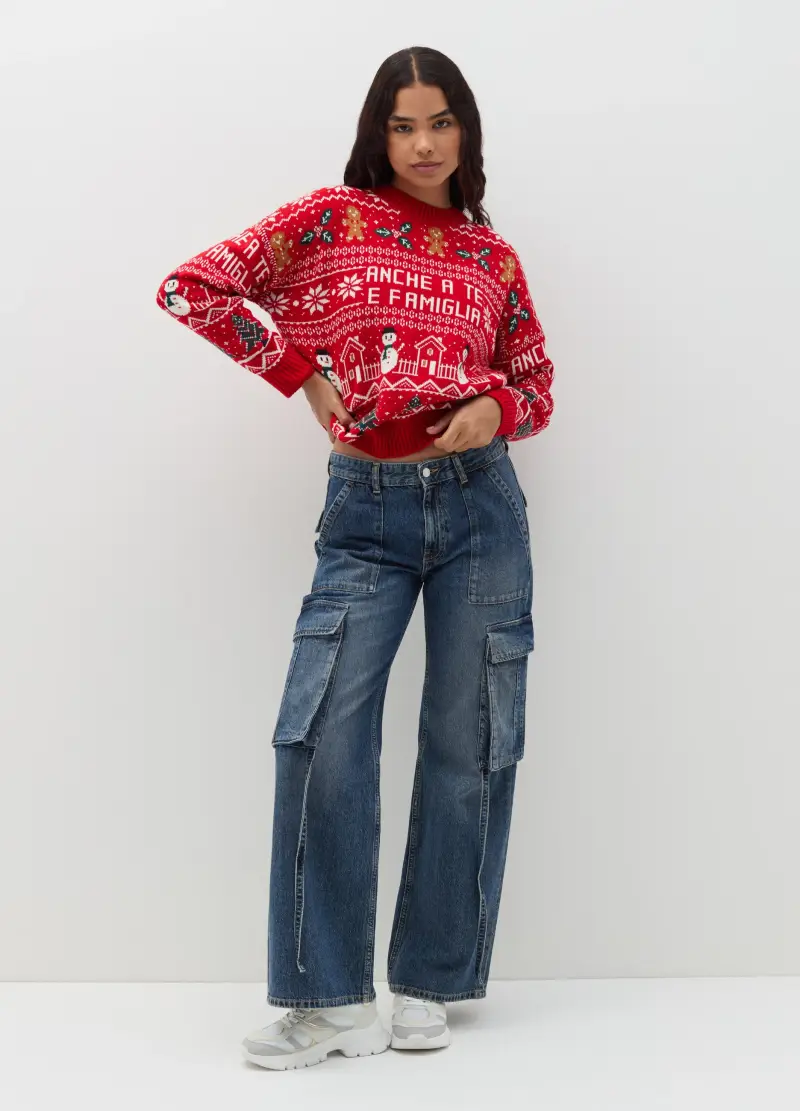 Christmas Jumper Con Disegni Natalizi, Donna, Multicolor