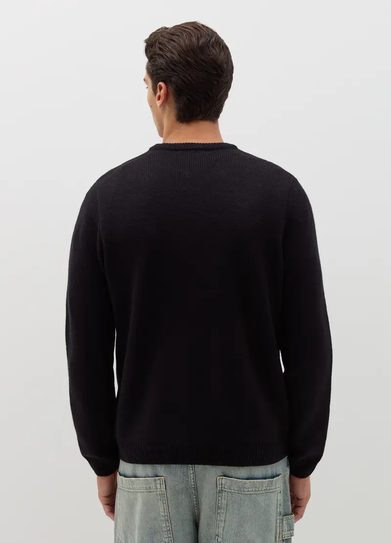 Christmas Jumper Con Scritta Jacquard, Uomo, Nero miniatura 3