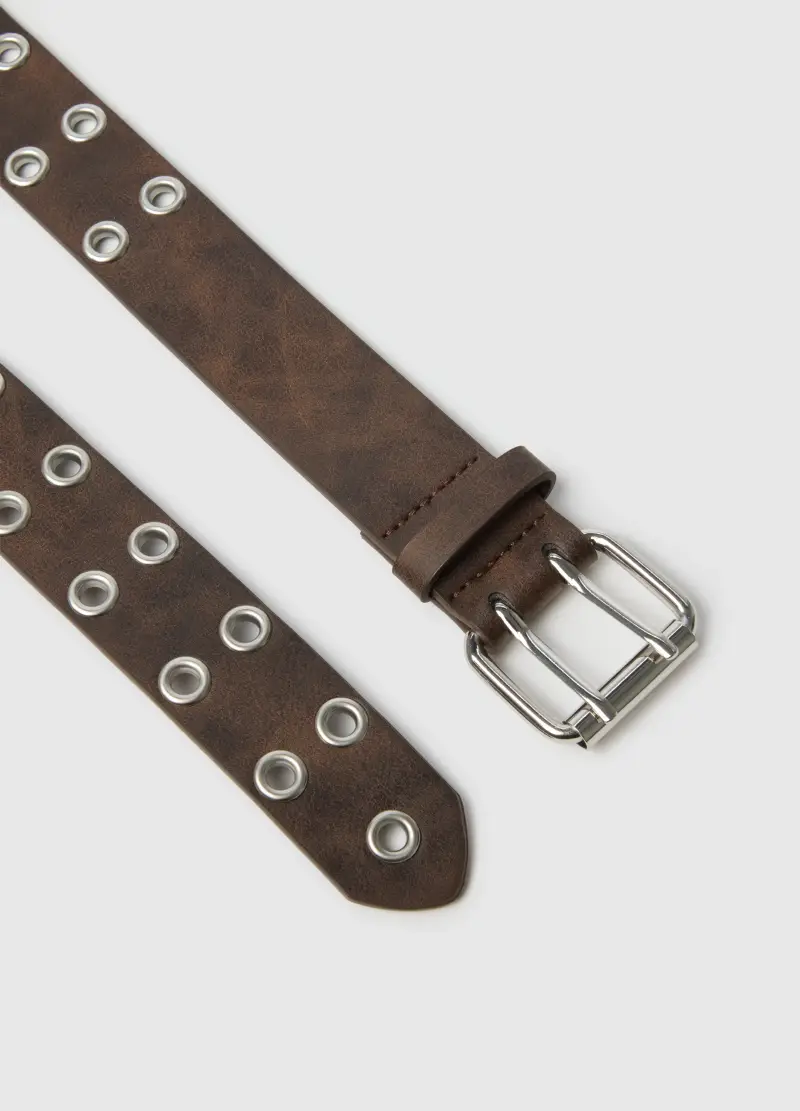 Cintura Marrone Con Borchie, Donna, Marrone miniatura 2