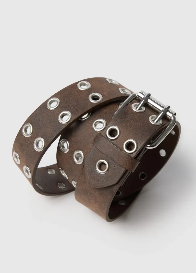 Cintura Marrone Con Borchie, Donna, Marrone miniatura 3