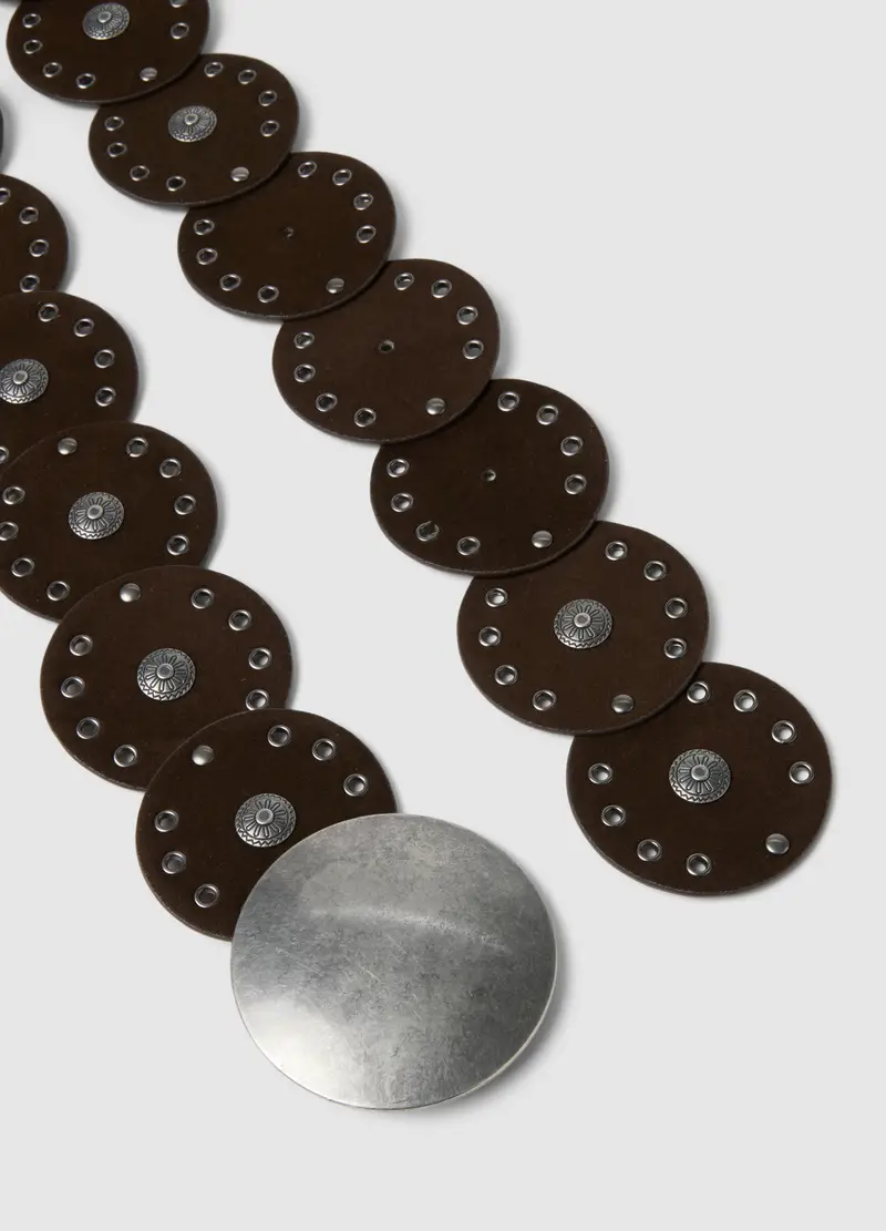 Cintura Marrone Con Dettagli Metallici Effetto Camoscio, Donna, Marrone miniatura 2