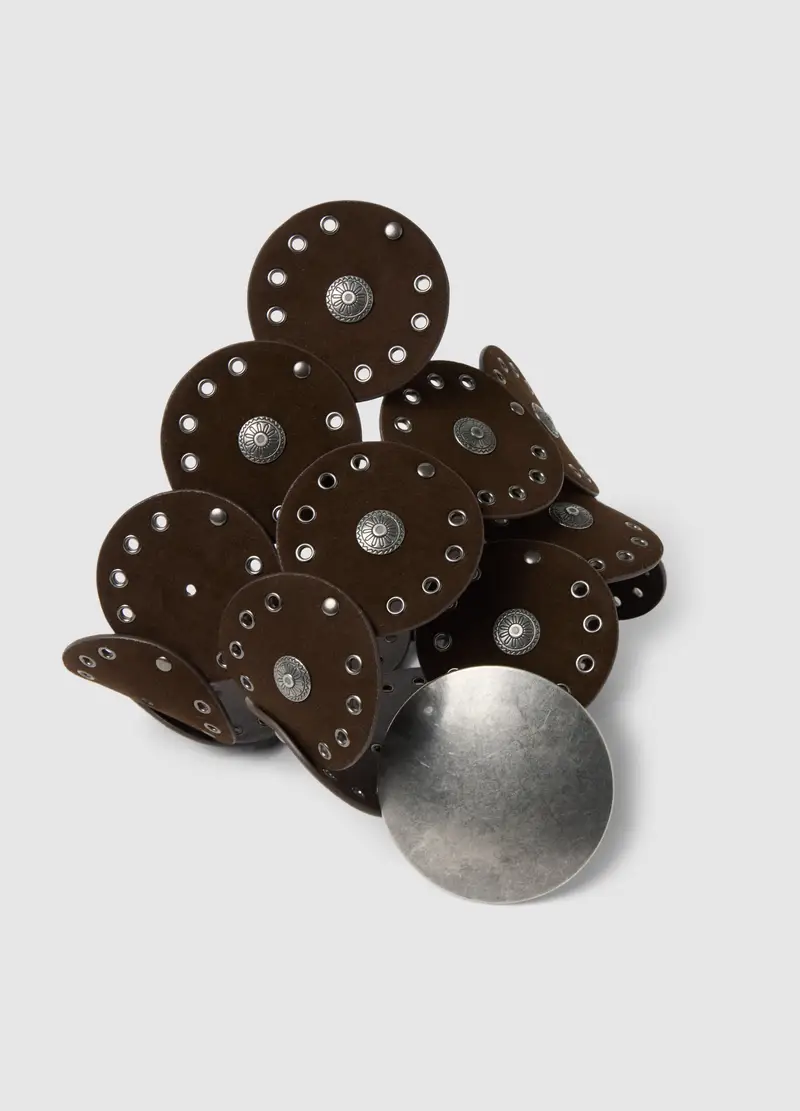 Cintura Marrone Con Dettagli Metallici Effetto Camoscio, Donna, Marrone miniatura 3