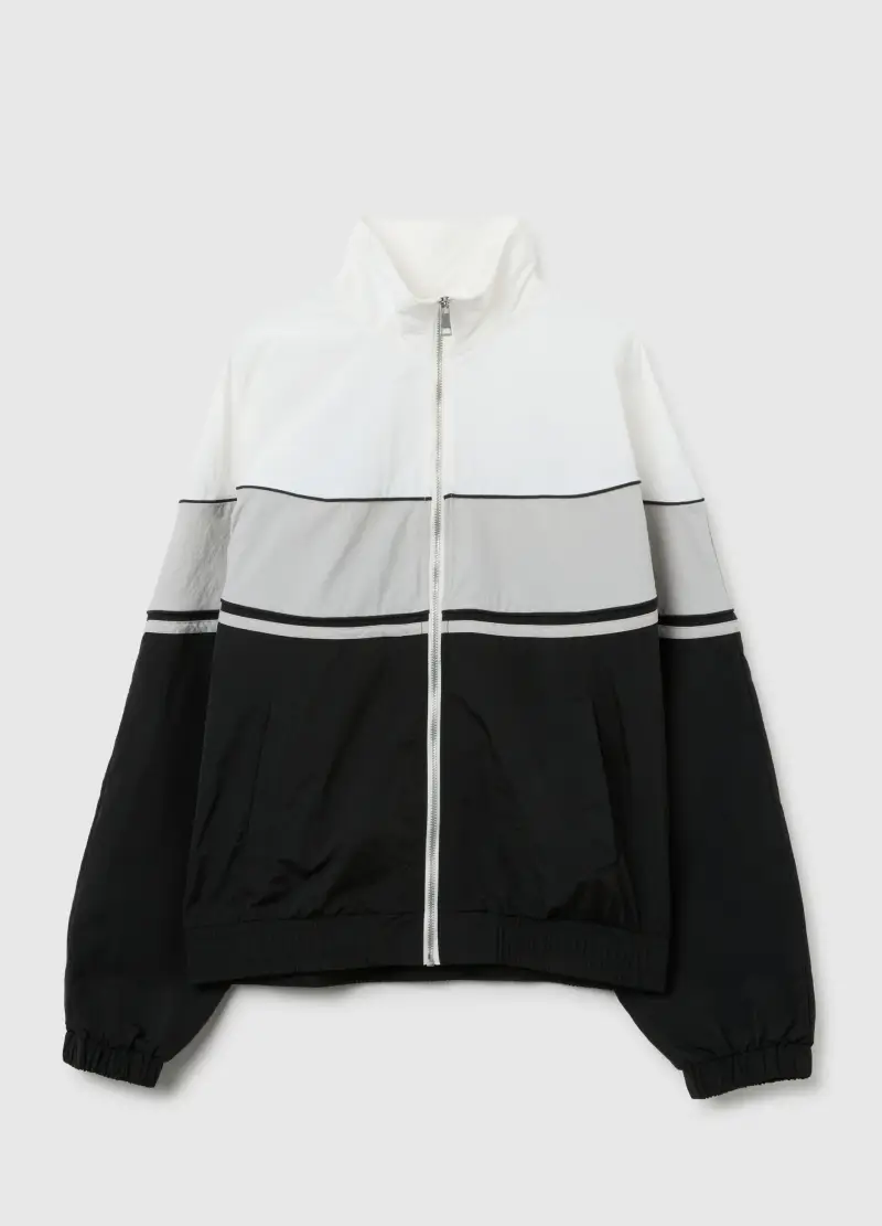 Felpa A Righe Multicolor Relaxed Fit Con Zip, Uomo, Multicolor