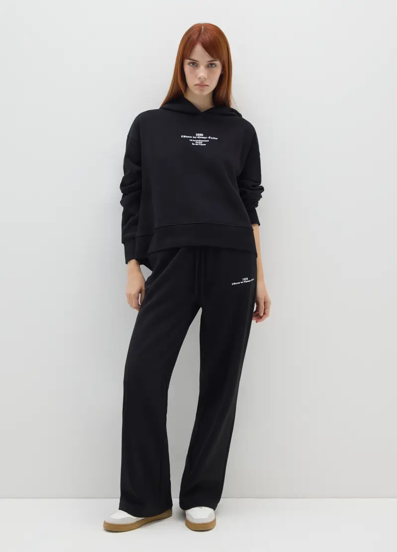 Felpa Con Cappuccio In Misto Cotone Nera Regular Fit, Donna, Nero