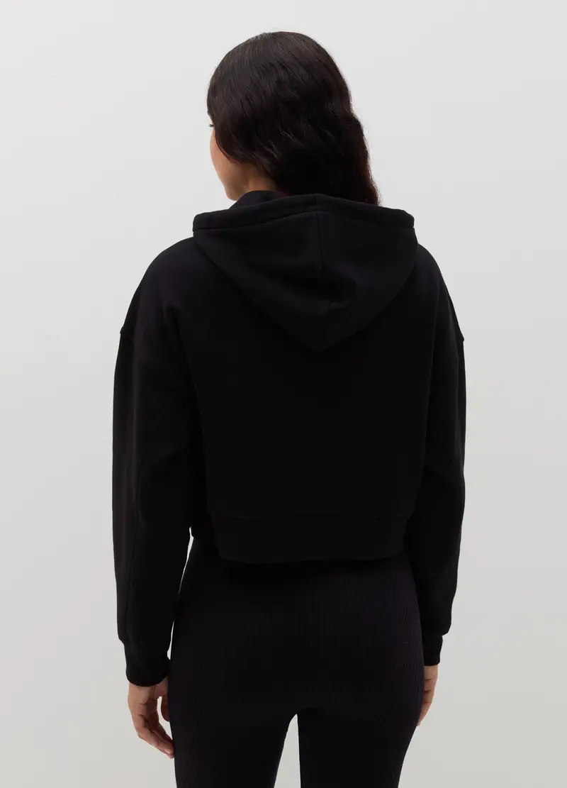 Felpa Crop Con Cappuccio, Donna, Nero miniatura 3