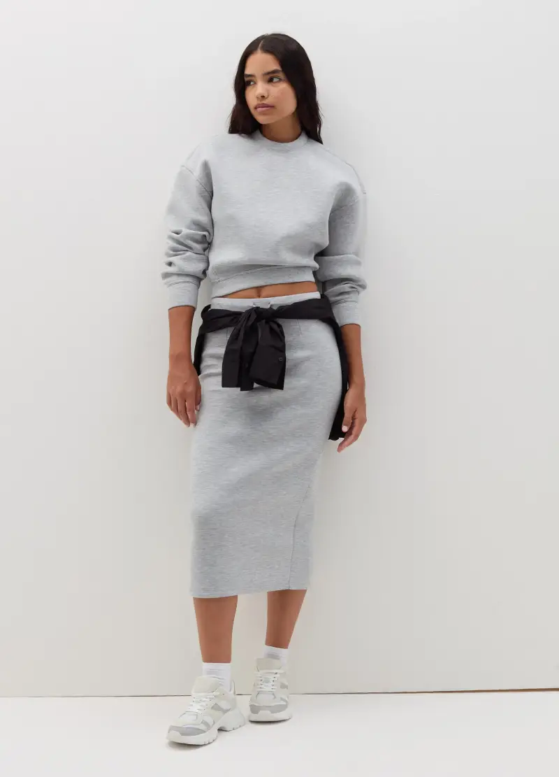 Felpa Girocollo Boxy Fit, Donna, Grigio