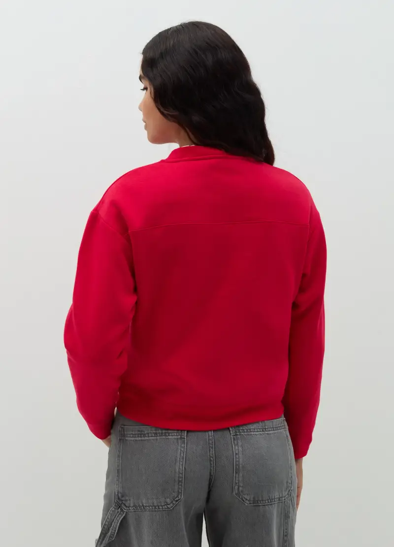 Felpa Girocollo Natalizia, Donna, Rosso miniatura 3