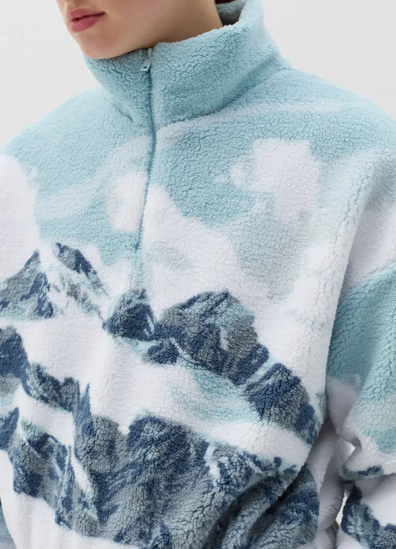 Felpa Half-zip In Pile, Donna, Multicolor miniatura 3