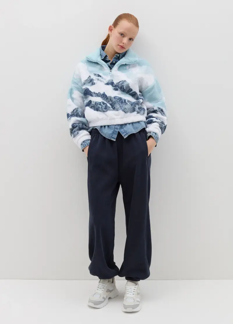 Felpa Half-zip In Pile, Donna, Multicolor