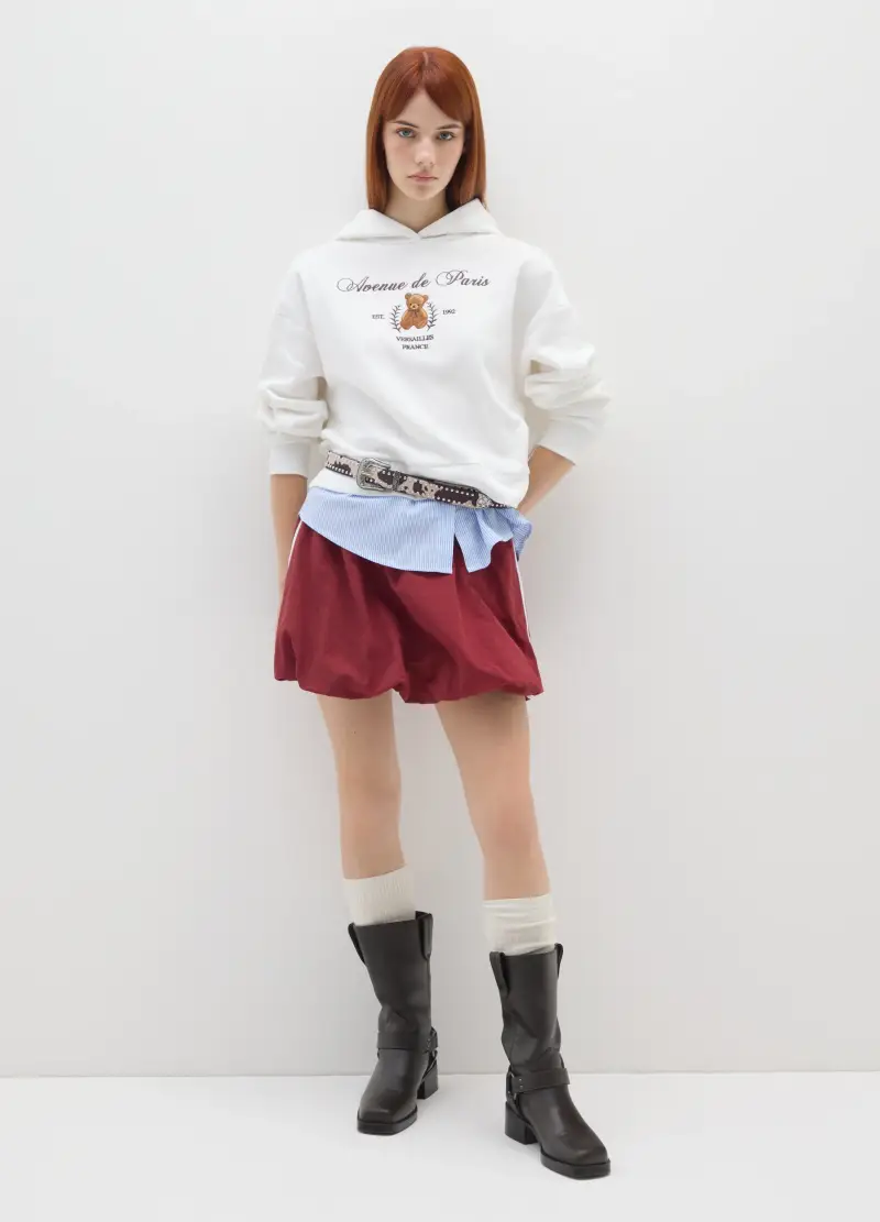 Felpa In Misto Cotone Bianca Relaxed Fit Con Scritta, Donna, Bianco