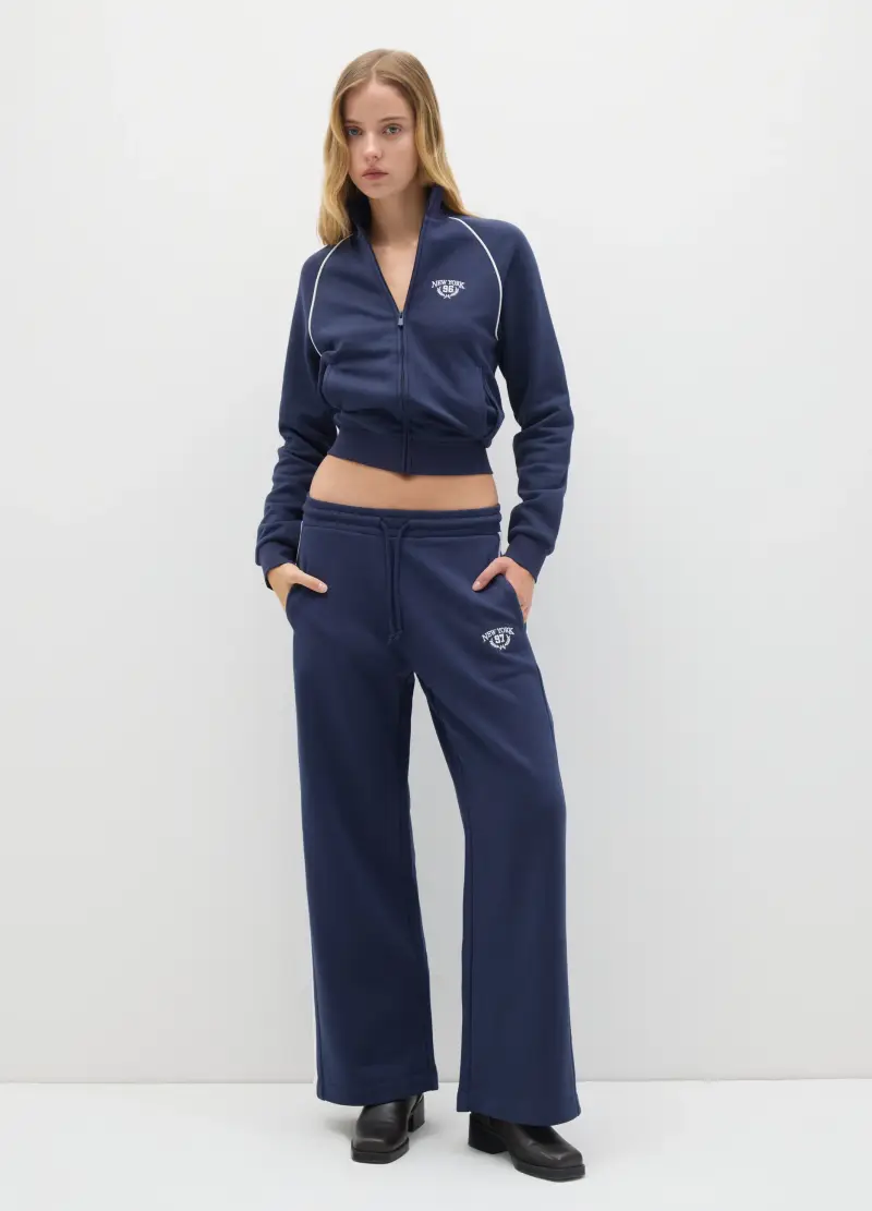Felpa In Misto Cotone Blu Regular Fit, Donna, Blu miniatura 3