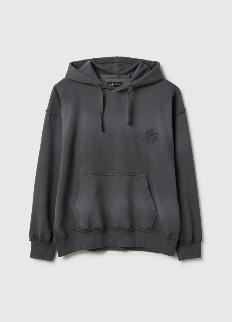 B.angel Felpa Grigia Oversize Fit Con Cappuccio Uomo in Cotone