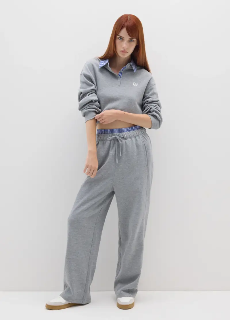 Felpa In Misto Cotone Grigia Regular Fit, Donna, Grigio