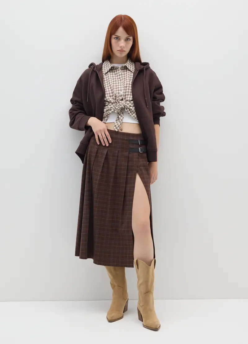 Felpa In Misto Cotone Marrone Oversize, Donna, Marrone miniatura 2