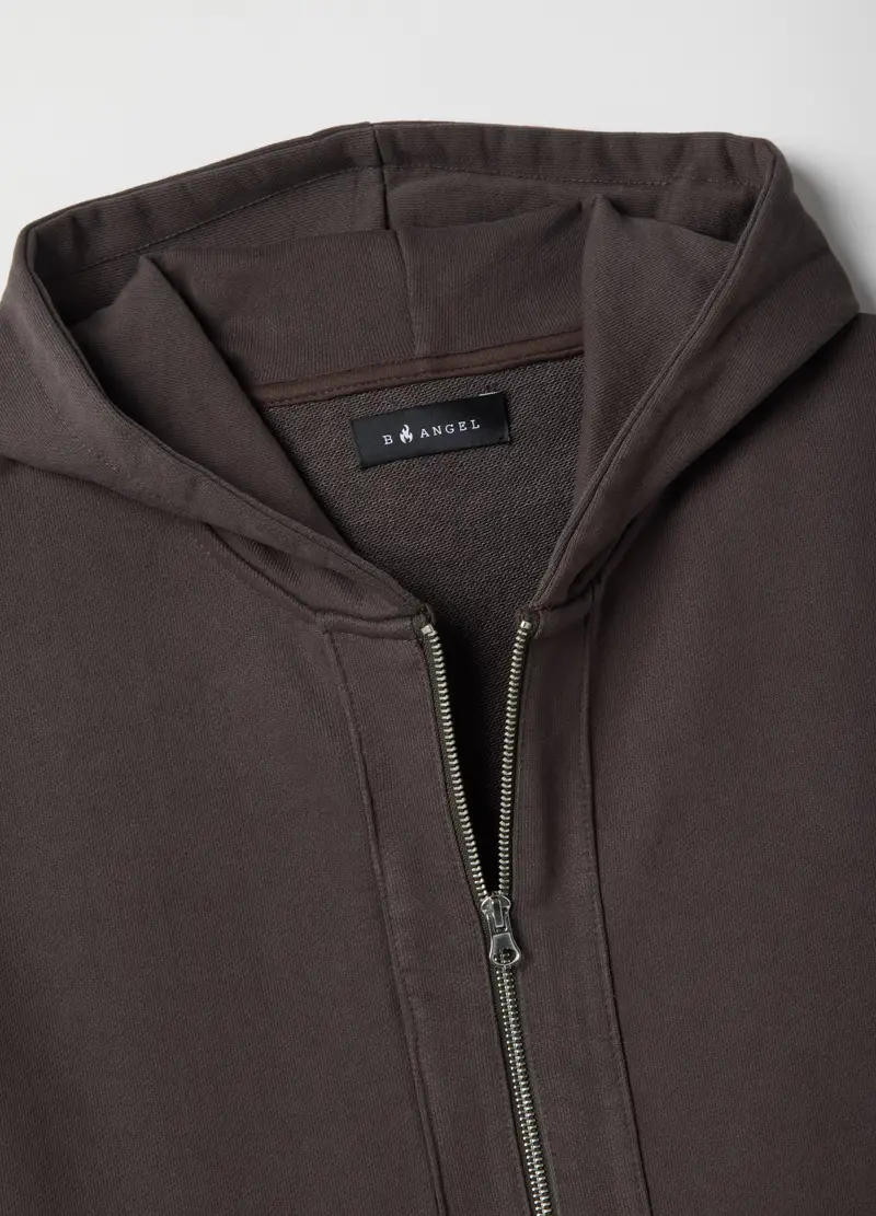 B.angel Felpa Uomo Oversize Fit in Misto Cotone Marrone con Cappuccio miniatura 2