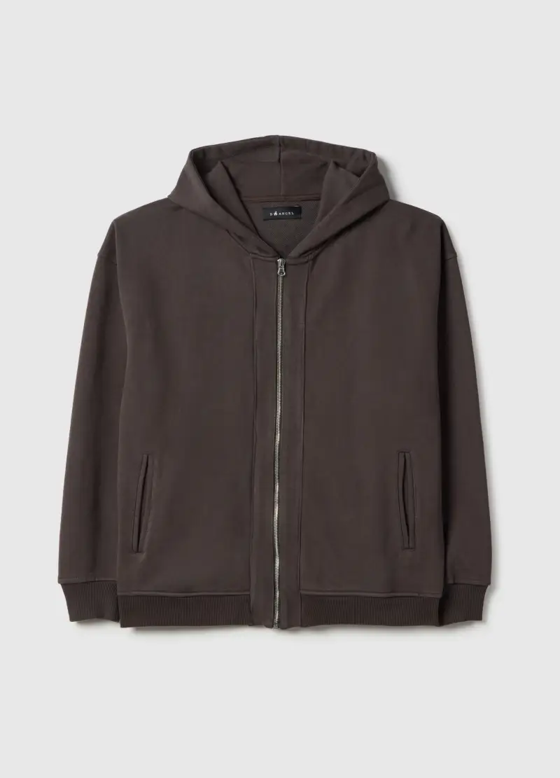 B.angel Felpa Uomo Oversize Fit in Misto Cotone Marrone con Cappuccio