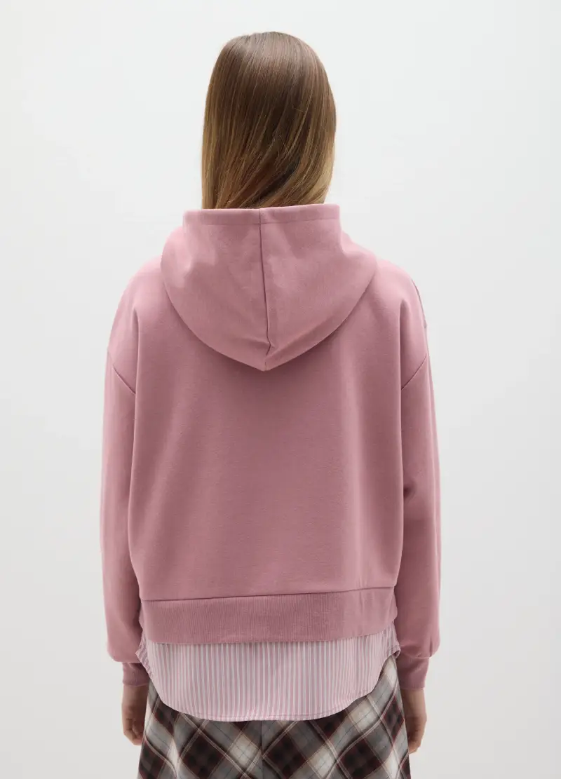 Felpa In Misto Cotone Rosa Regular Fit Con Stampa, Donna, Rosa miniatura 3