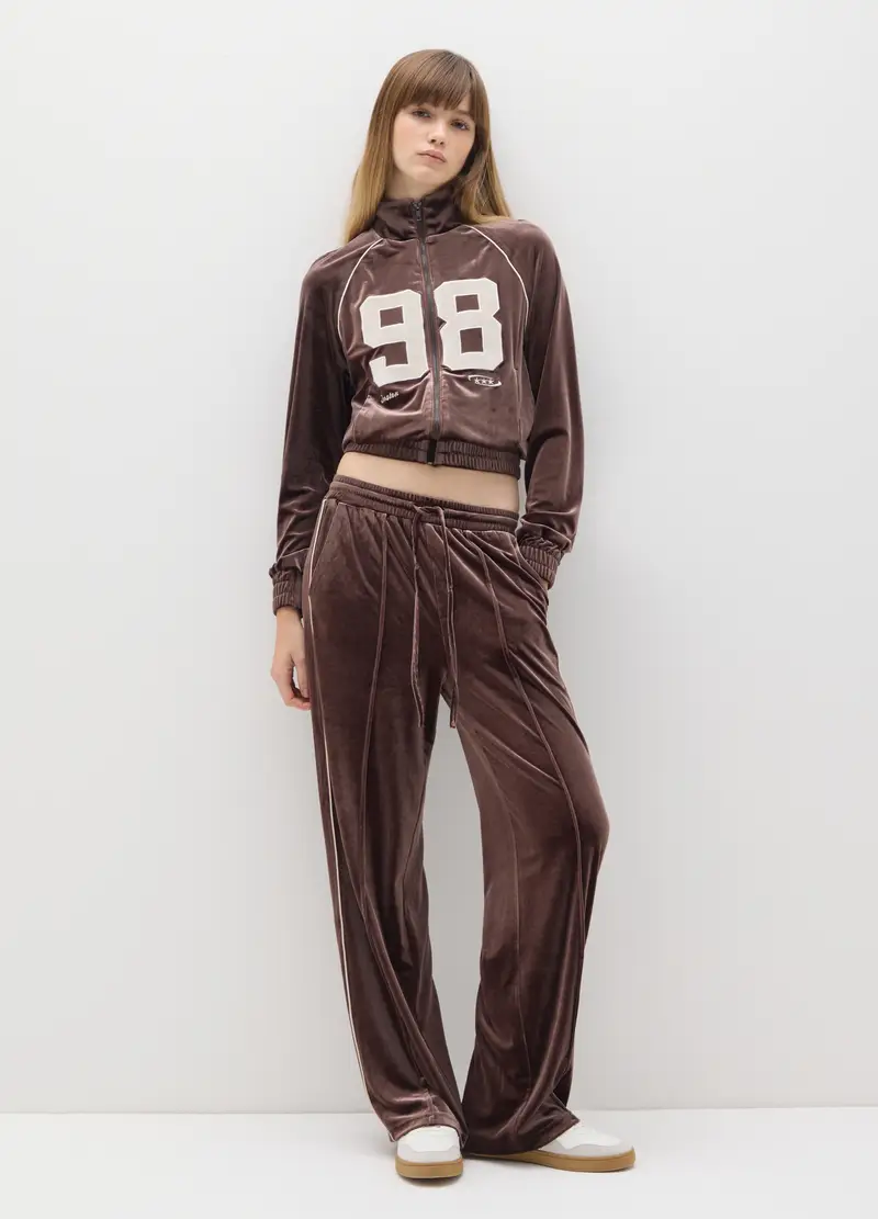 Felpa Marrone Con Zip Regular Fit, Donna, Marrone miniatura 2