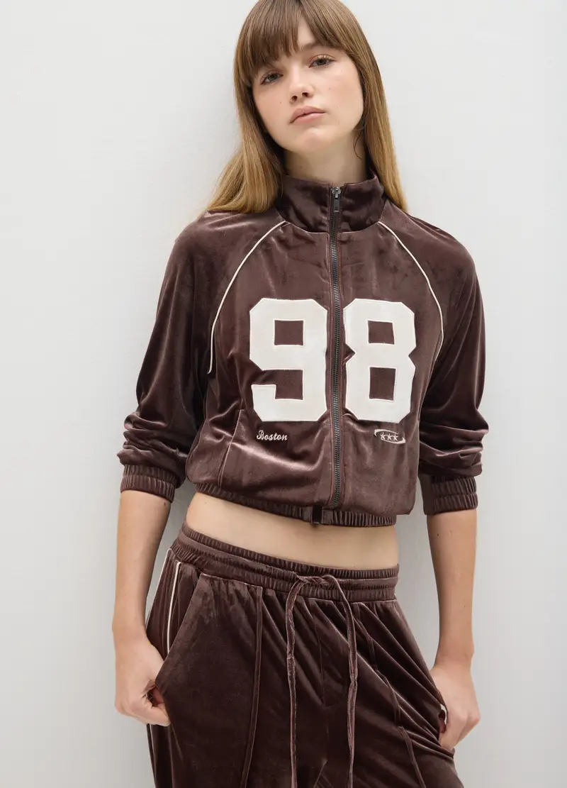 Felpa Marrone Con Zip Regular Fit, Donna, Marrone