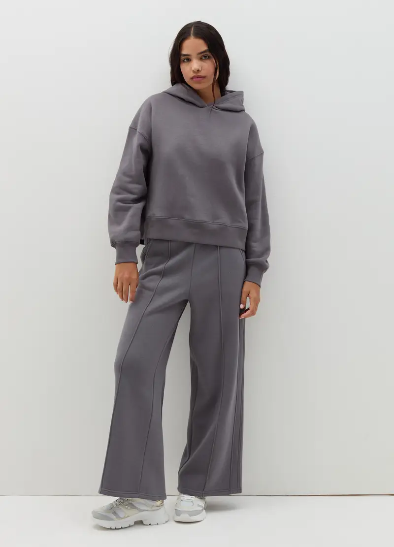 Felpa Over Con Cappuccio E Stampa, Donna, Grigio miniatura 3