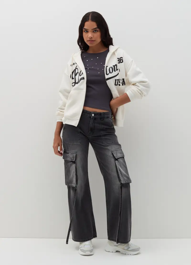 Full-zip Con Cappuccio, Donna, Bianco