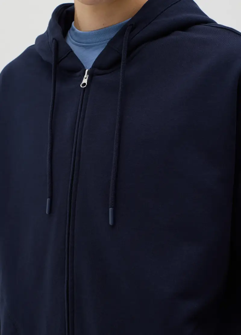 Full-zip Over Fit In Cotone Con Cappuccio, Uomo, Blu miniatura 3