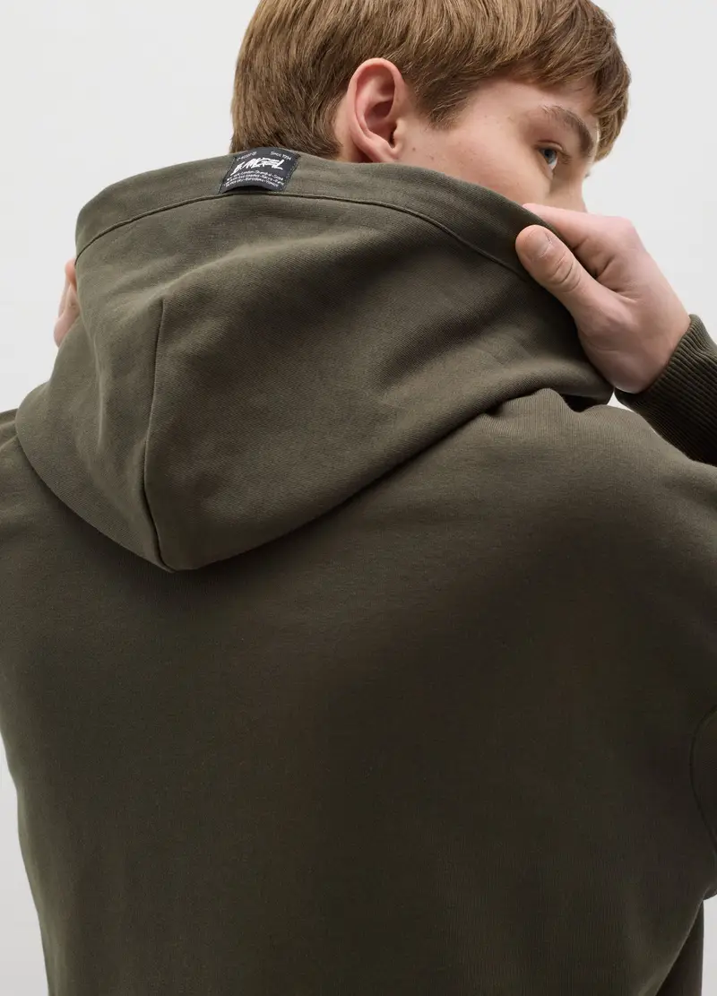 Full-zip Over Fit In Cotone Con Cappuccio, Uomo, Verde miniatura 3