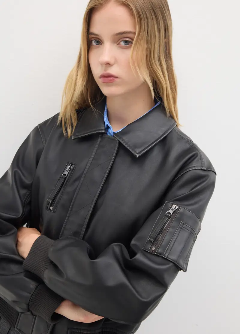 Giacca Bomber Nero Slim Fit, Donna, Multicolor miniatura 3