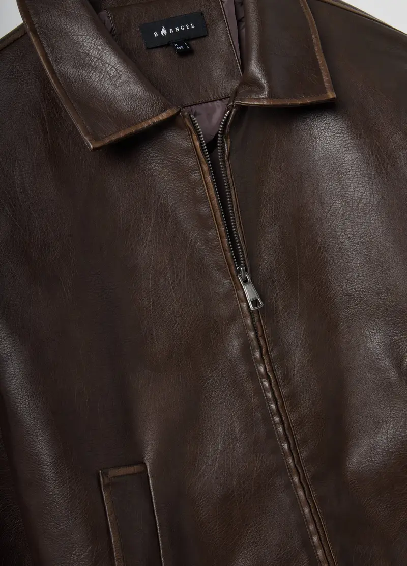 Giacca Imbottita Marrone Vestibilità Oversize Con Zip, Uomo, Marrone miniatura 2