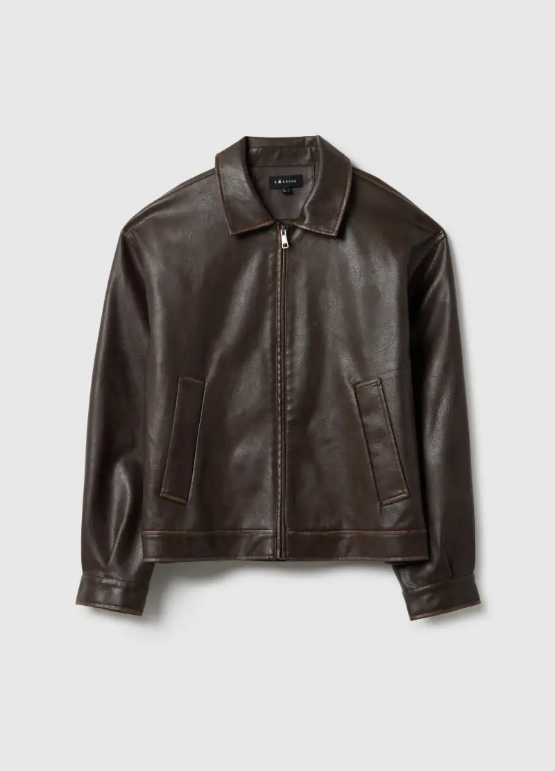 Giacca Imbottita Marrone Vestibilità Oversize Con Zip, Uomo, Marrone