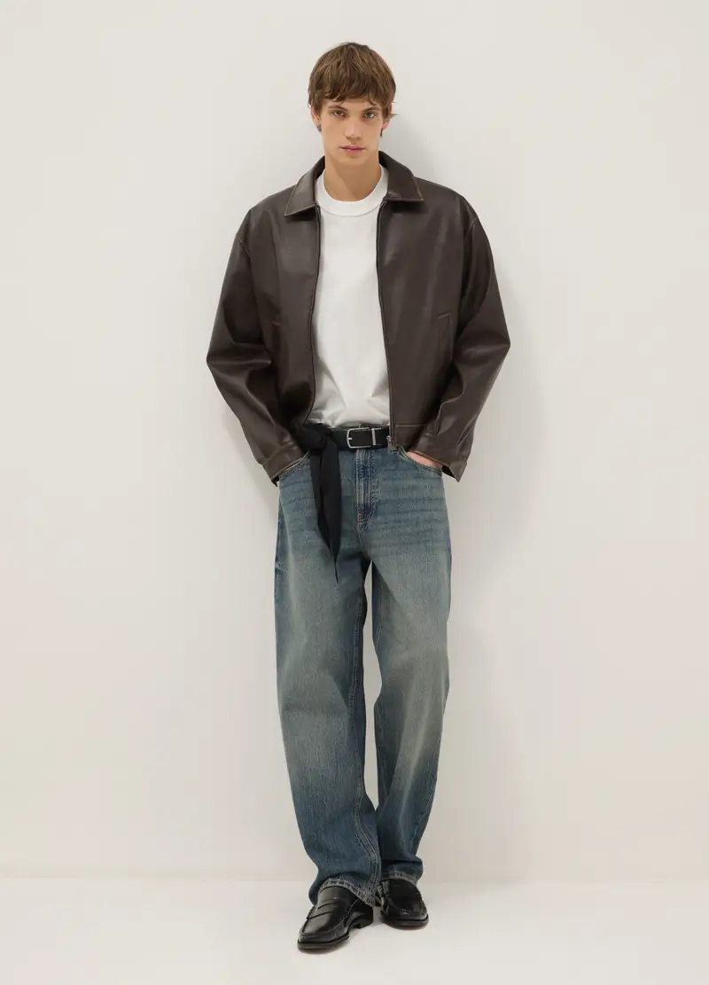 Giacca Imbottita Marrone Vestibilità Oversize Con Zip, Uomo, Marrone miniatura 2