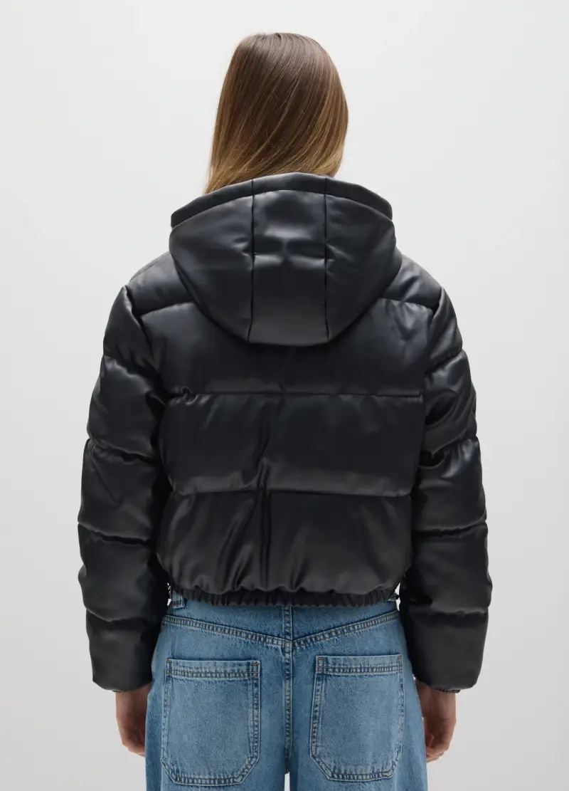 Giacca Imbottita Nera Oversize Con Zip, Donna, Nero miniatura 3