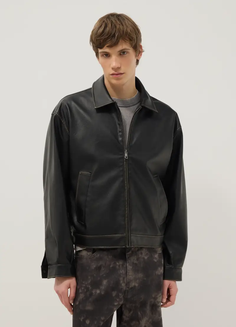 Giacca Imbottita Nera Vestibilità Oversize Con Zip, Uomo, Nero miniatura 3